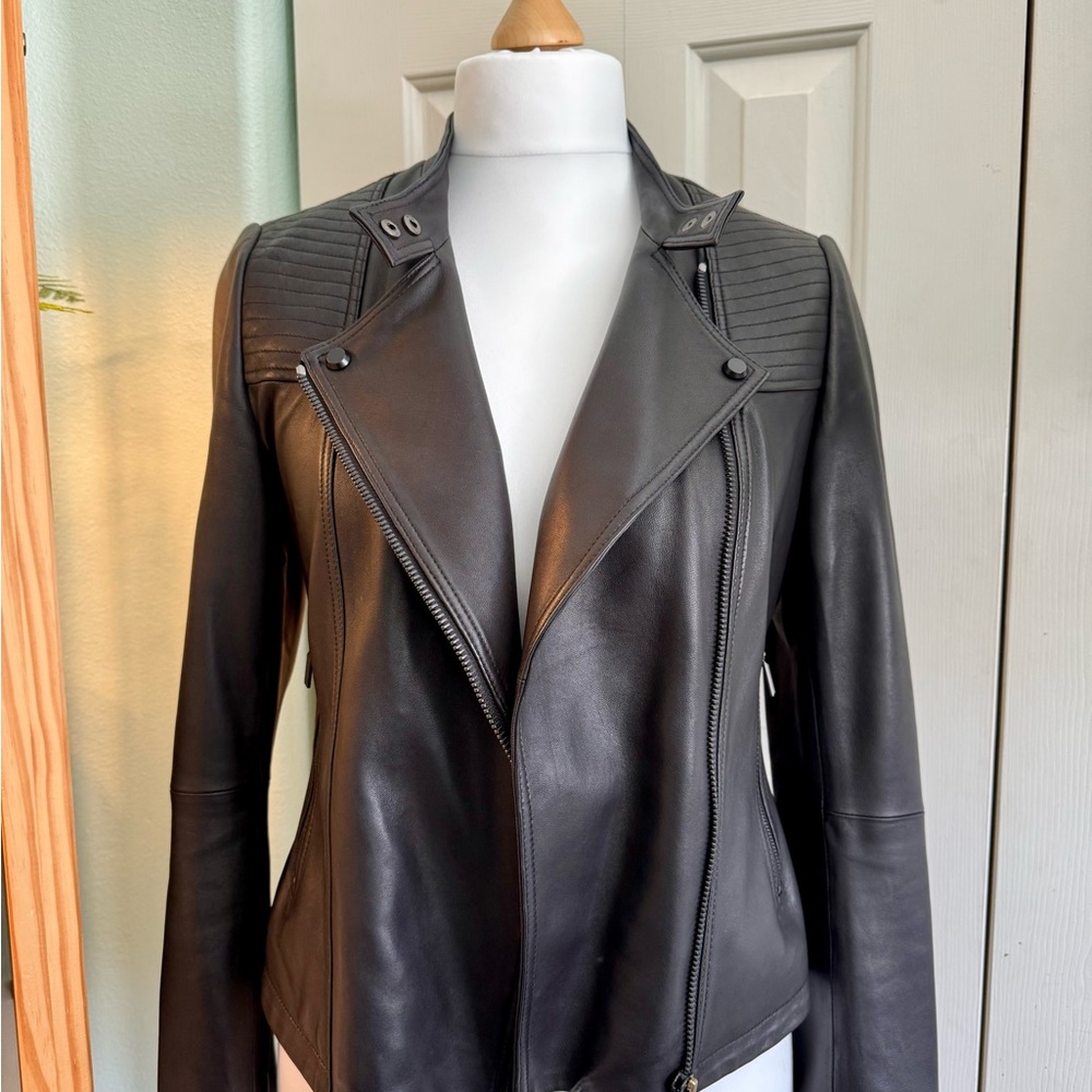 Bagatelle Black Asymmetric Leather Moto Jacket - Picture 3 of 6
